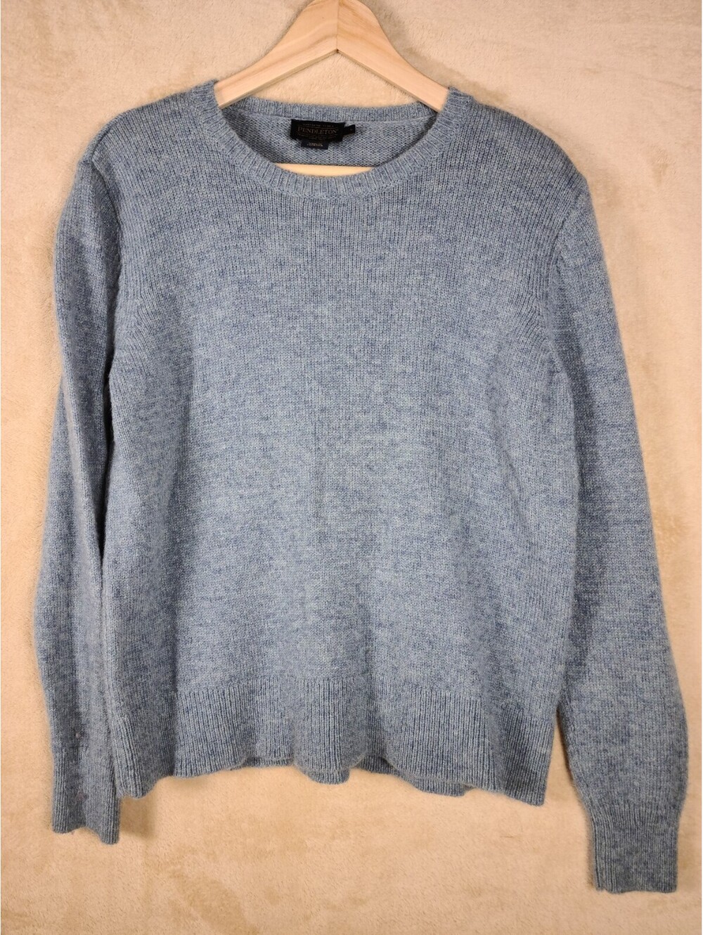 Pendleton 100% Shetland Wool Crewneck Sweater Light Blue Large